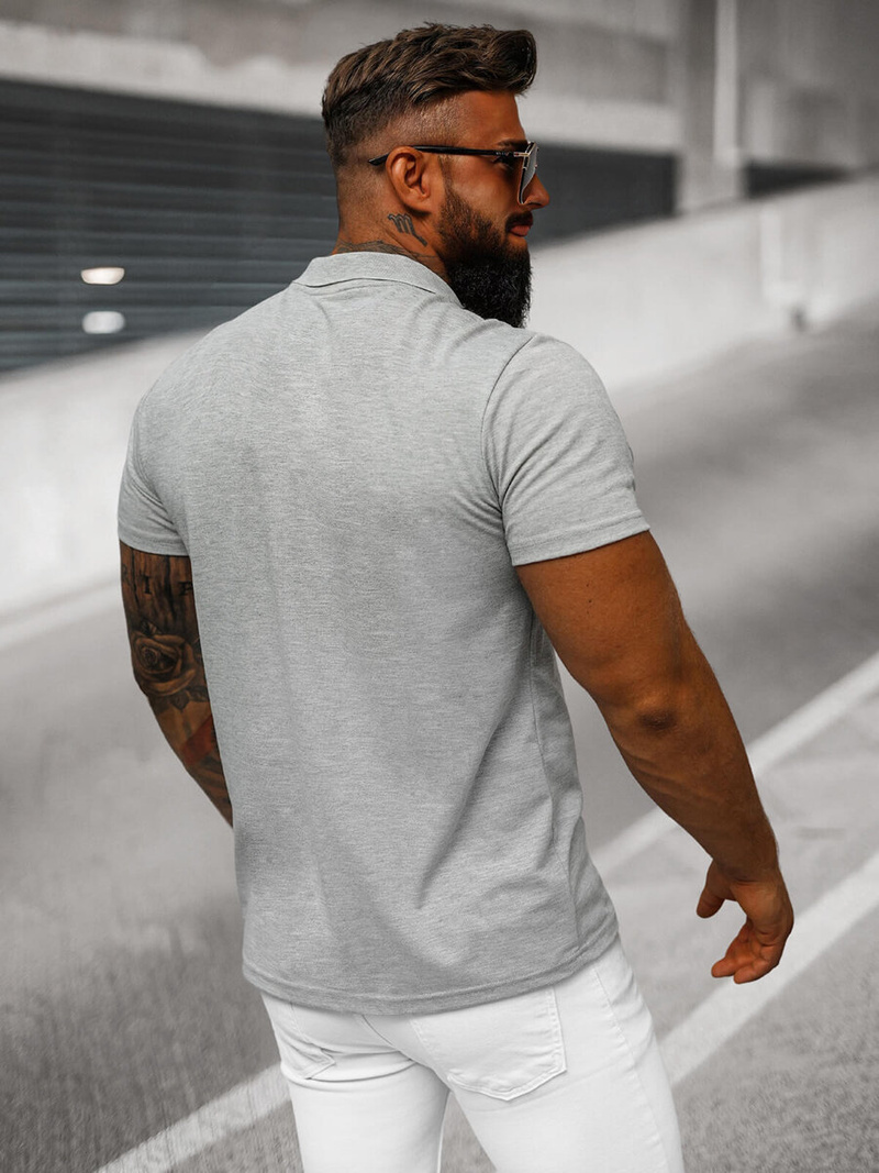 Polo de hombre gris OZONEE JS/8T80/2Z