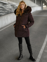 Chaqueta de mujer en chocolate OZONEE JS/16M9275/158
