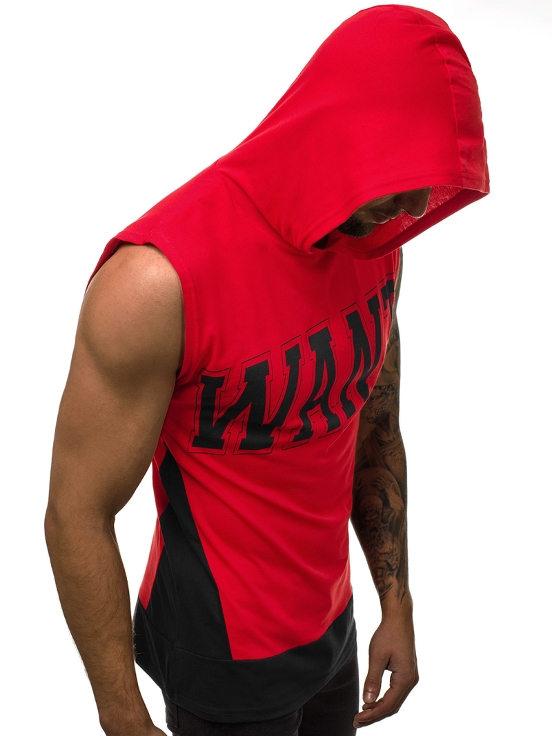 Camiseta sin mangas de hombre roja OZONEE B/60042Z