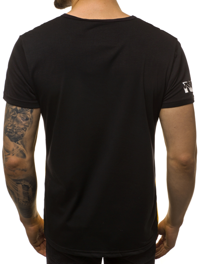 Camiseta de hombre negro-amarillo OZONEE JS/SS10900