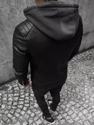 Chaqueta de cuero de hombre negra OZONEE JS/11Z8012