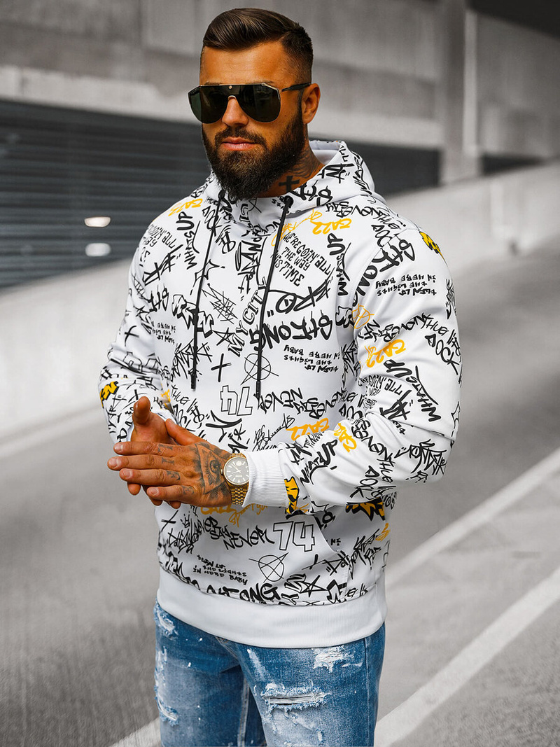 Sudadera de hombre blanca OZONEE JS/8B1101/1