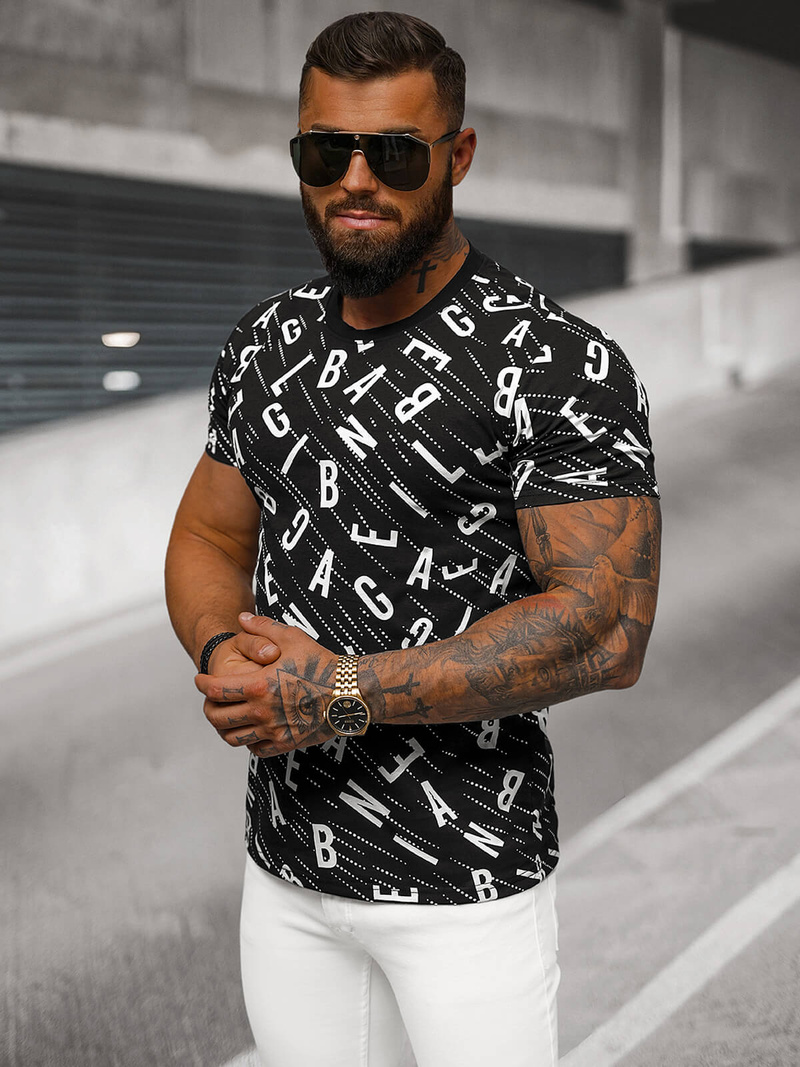 Camiseta de hombre negra OZONEE JS/8T1196/3