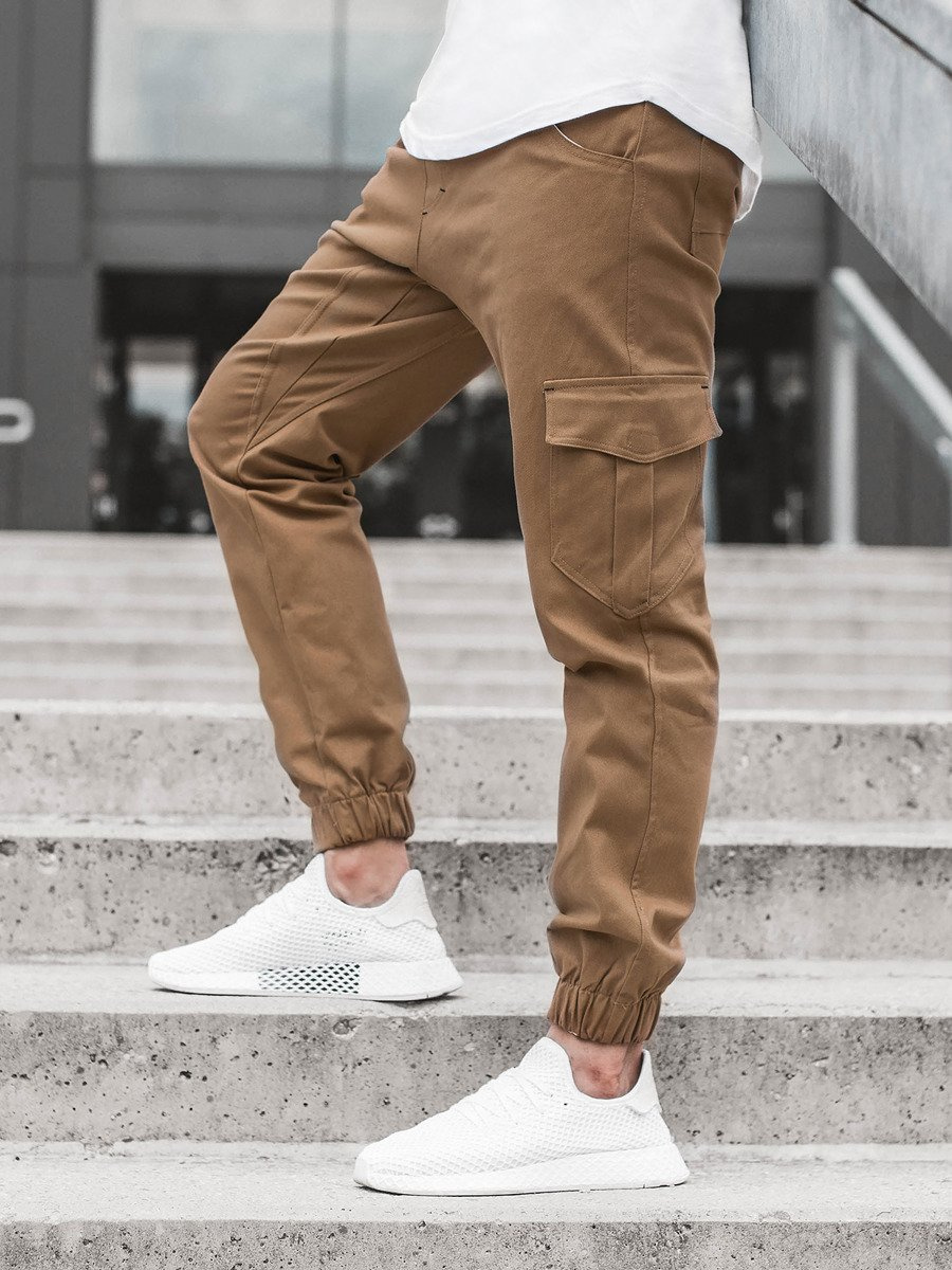 Outfit Pantalon Jogger Beige Hombre Cargo Pants Felpa Beige Outfit
