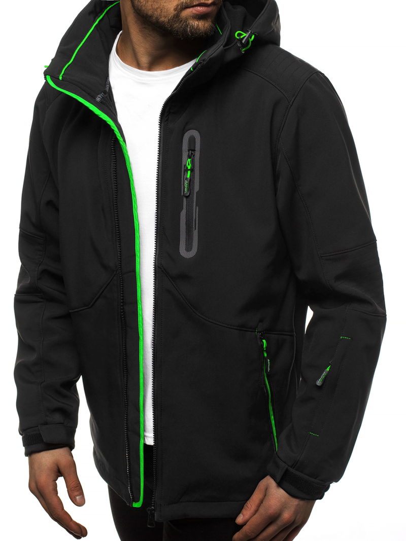 Chaqueta de hombre negro-verde OZONEE GE/12263