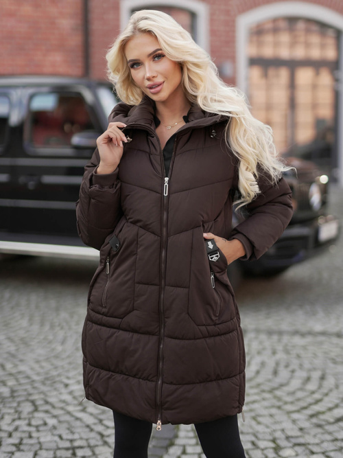 Chaqueta de mujer en chocolate OZONEE JS/16M9302/158Z