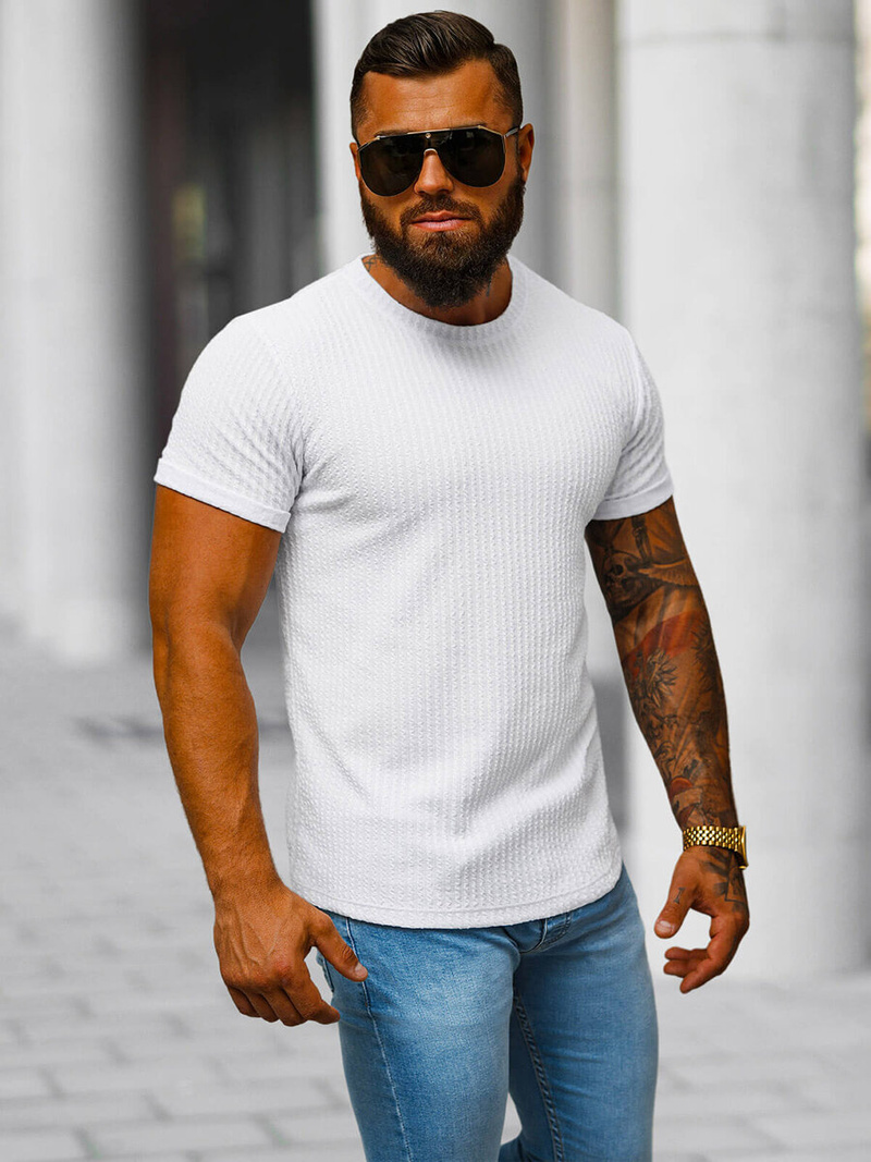 Camiseta de hombre blanco OZONEE O/7766T