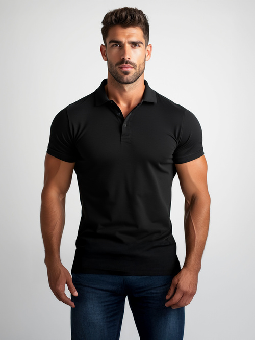 Polo de hombre negro OZONEE JS/8T80/3Z