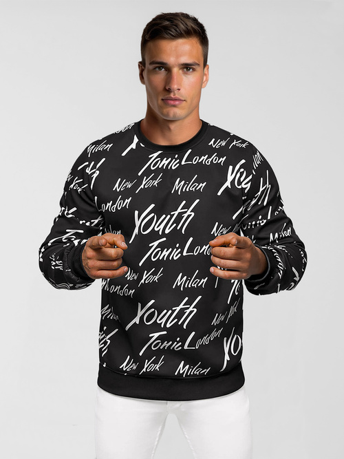 Sudadera de hombre negra OZONEE JS/8B1189/3Z