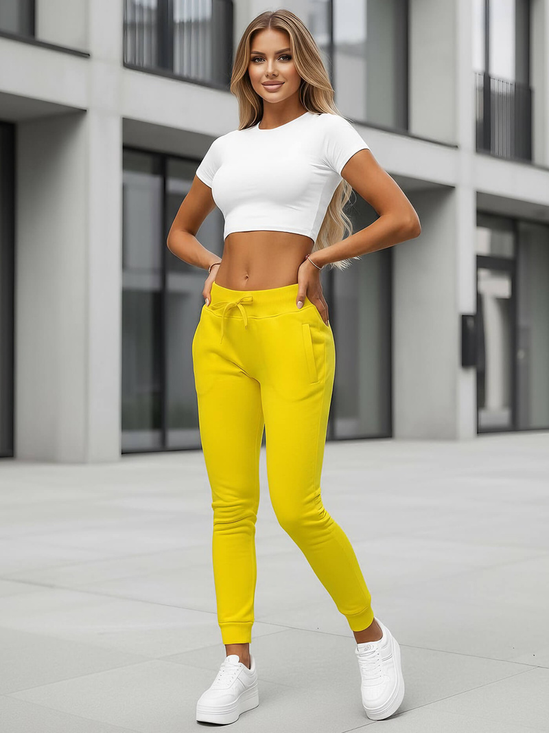 Pantalón de chándal para mujer amarillo OZONEE JS/CK01Z