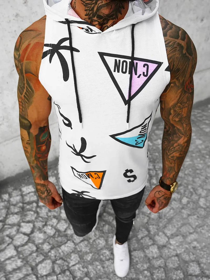 Camiseta sin mangas de hombre blanca OZONEE O/BL308Z