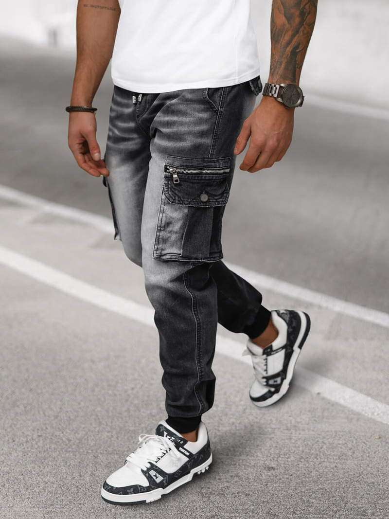 Vaqueros jogger de hombre negras OZONEE NB/MP0108N