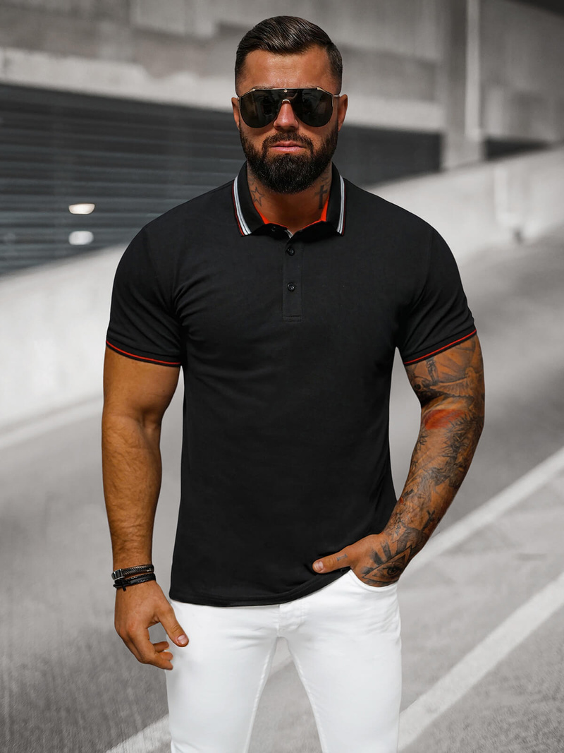 Polo de hombre negro OZONEE O/DA729
