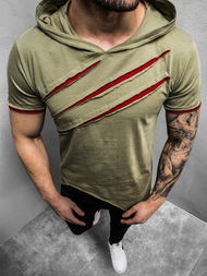Camiseta de hombre rojo caqui OZONEE A/1185Z 