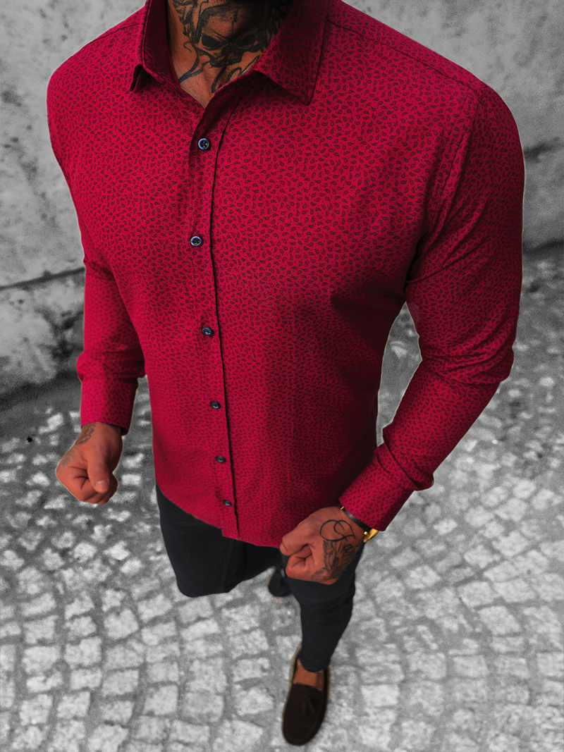 Camisa de hombre de burdeos OZONEE O/3922Z