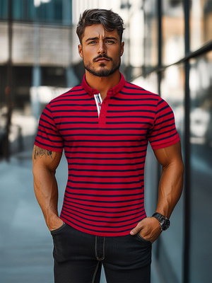 Polo de hombre roja OZONEE O/PA6636
