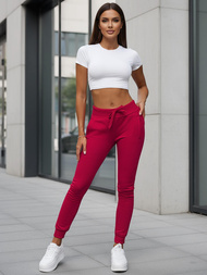 Pantalón de chándal para mujer rojo oscuro OZONEE JS/CK01/59Z