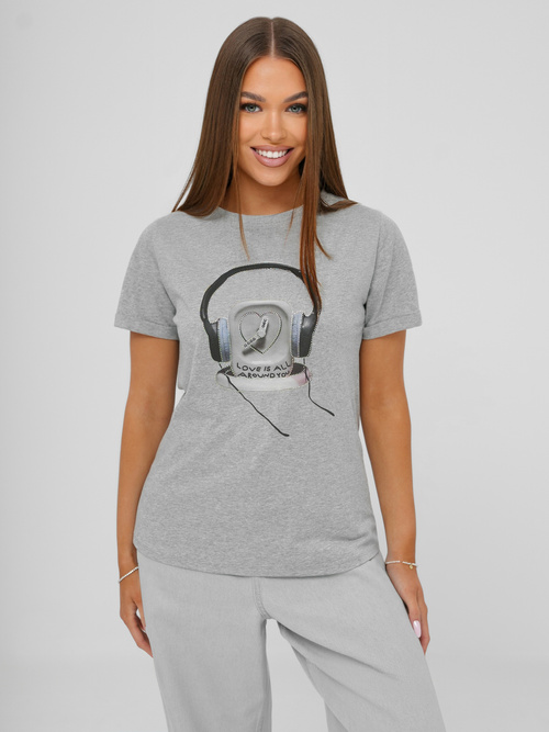 Camiseta de mujer gris OZONEE DJ77806
