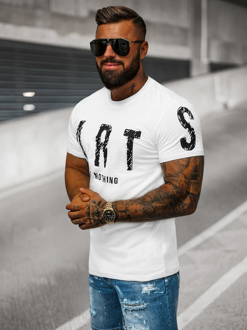 Camiseta de hombre blanca OZONEE O/8T1263/1