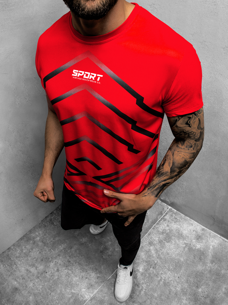 Camiseta de hombre roja OZONEE JS/KS2063Z