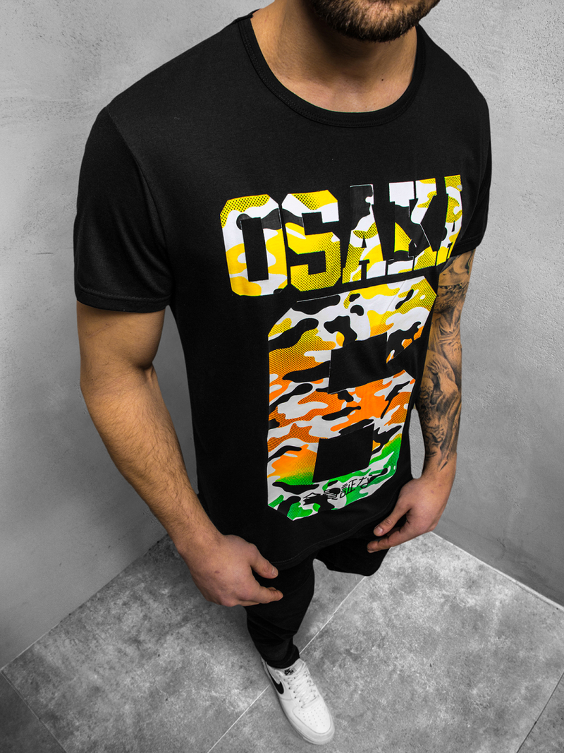 Camiseta de hombre negra OZONEE JS/KS1958Z