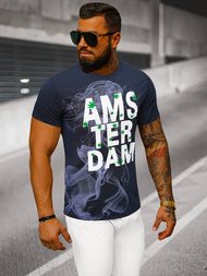 Camiseta de hombre azul marino OZONEE O/T128/25