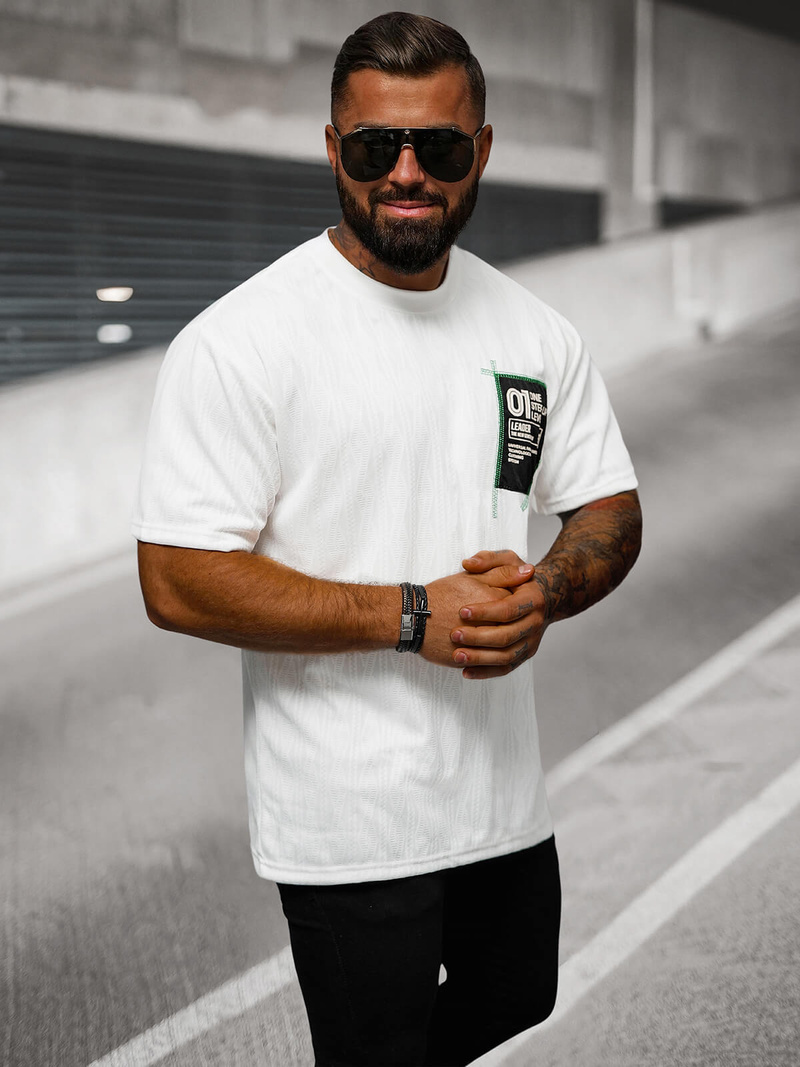 Camiseta de hombre blanca OZONEE O/3C333