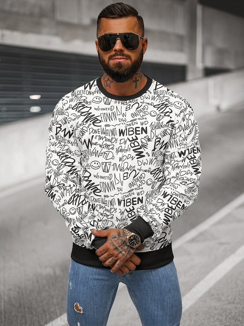 Sudadera de hombre blanca OZONEE JS/8B1218/1