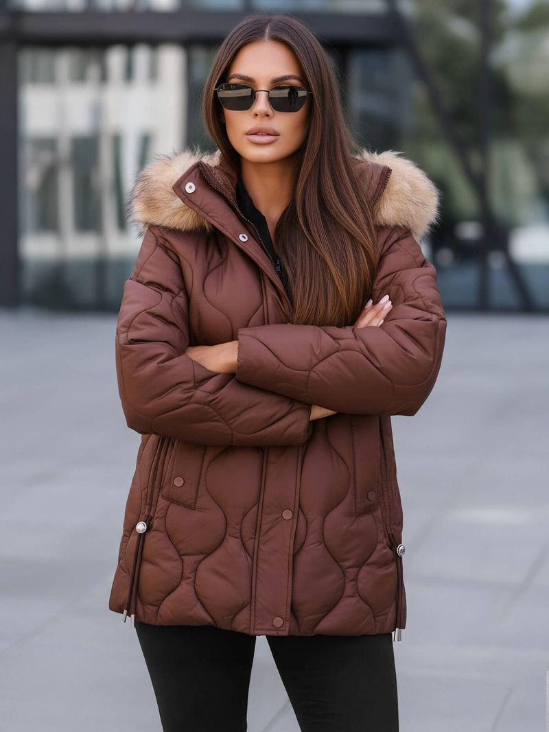 Chaqueta de mujer chocolate OZONEE JS/5M3226/158Z