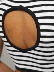 Conjunto de mujer negro/blanco - top y falda OZONEE O/JK262