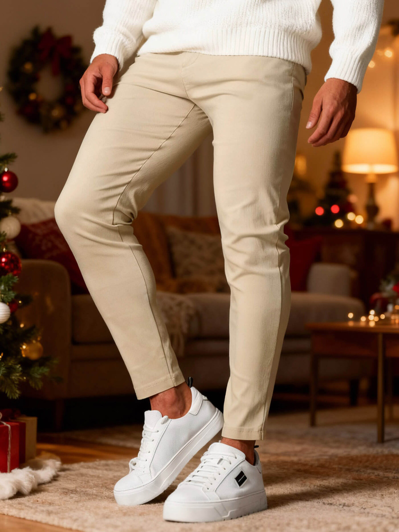 Pantalón chino de hombre beige OZONEE O/P4049Z