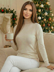 Suéter de mujer beige claro OZONEE JS/8009/4Z