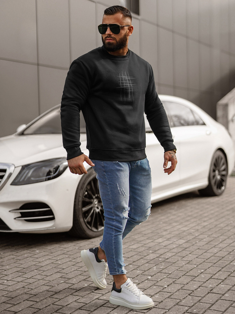 Sudadera de hombre negra OZONEE JS/8B1361/3