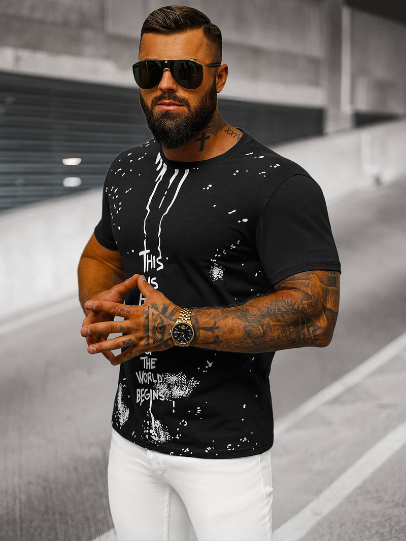 Camiseta de hombre negra OZONEE O/8T1259/3