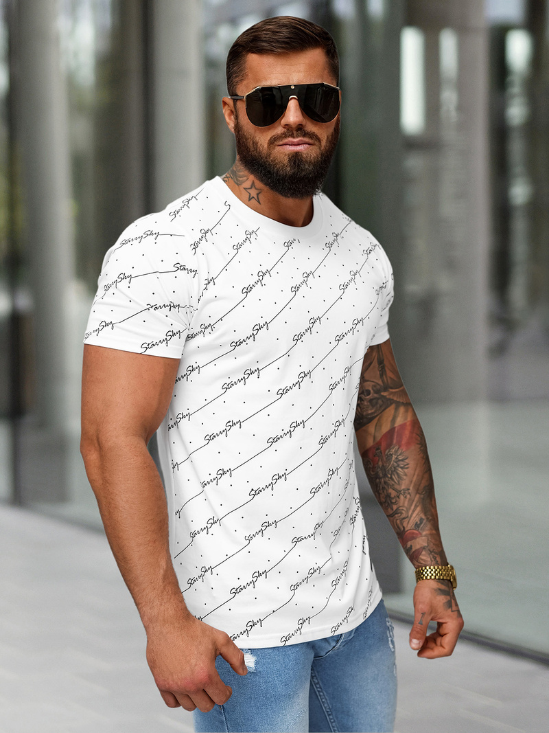 Camiseta de hombre blanco OZONEE O/QQ1323