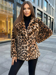 Chaqueta de mujer beige-marrón  OZONEE JS/61M8500/158Z