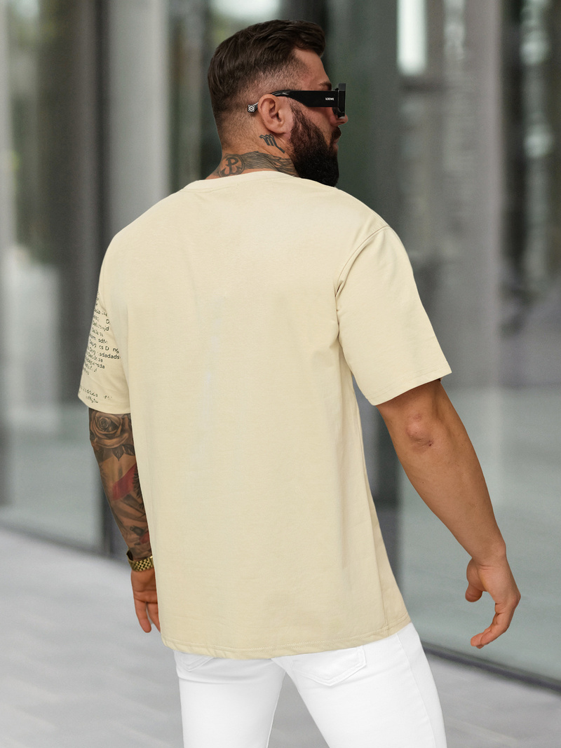 Camiseta de hombre beige OZONEE O/YN2/631