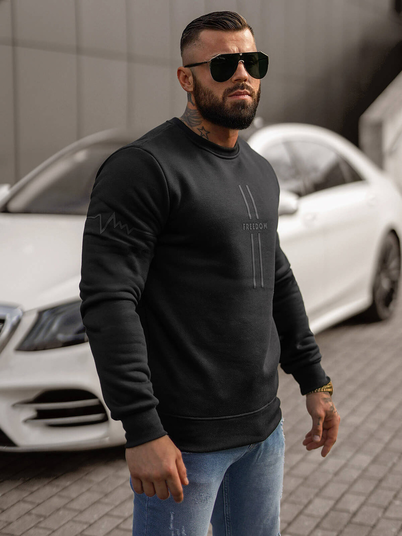 Sudadera de hombre negra OZONEE JS/8B1358/3