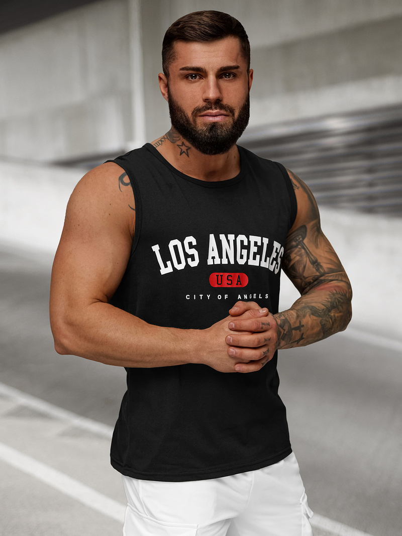 Camiseta sin mangas de hombre negra OZONEE JS/8B1715/3Z