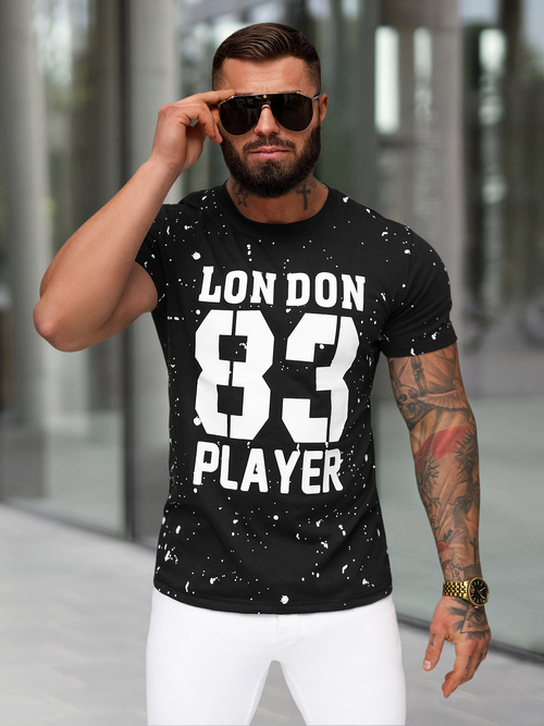 Camiseta de hombre negra OZONEE JS/8B1388/3
