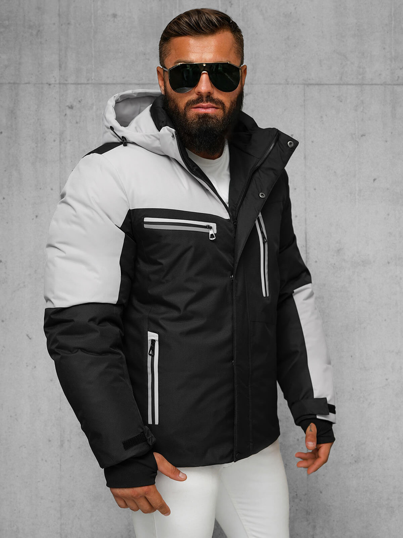 Chaqueta de hombre negro-gris OZONEE JS/91M9903/92Z