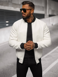 Chaqueta de cuero de hombre blanca OZONEE O/88120