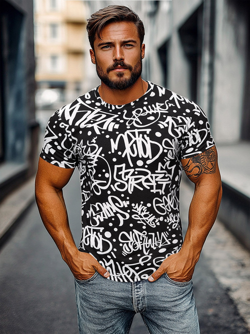 Camiseta de hombre negra OZONEE JS/8T1216/3Z
