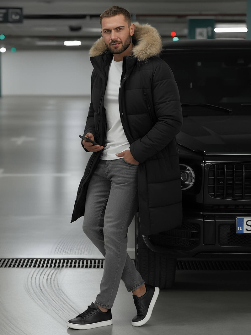 Chaqueta de invierno de hombre negra OZONEE JS/25M9803/392