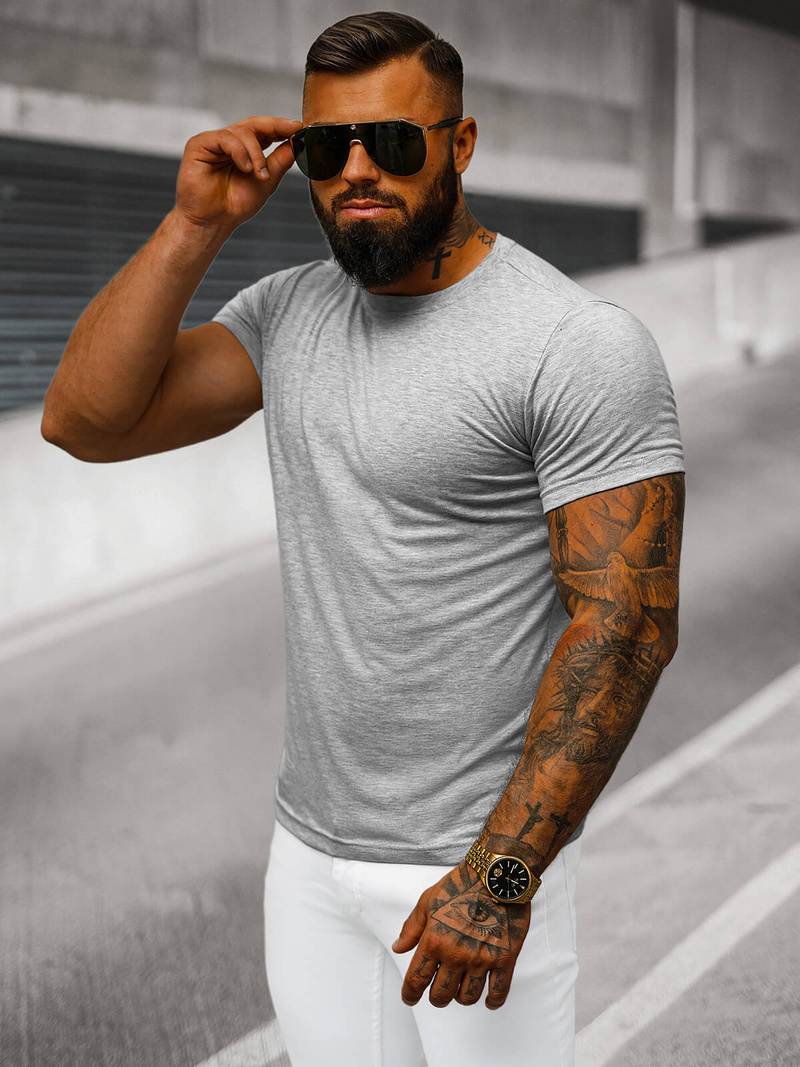 Camiseta de hombre gris OZONEE JS/712005Z