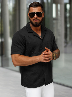 Camisa de hombre con manga corta negra OZONEE O/B2256