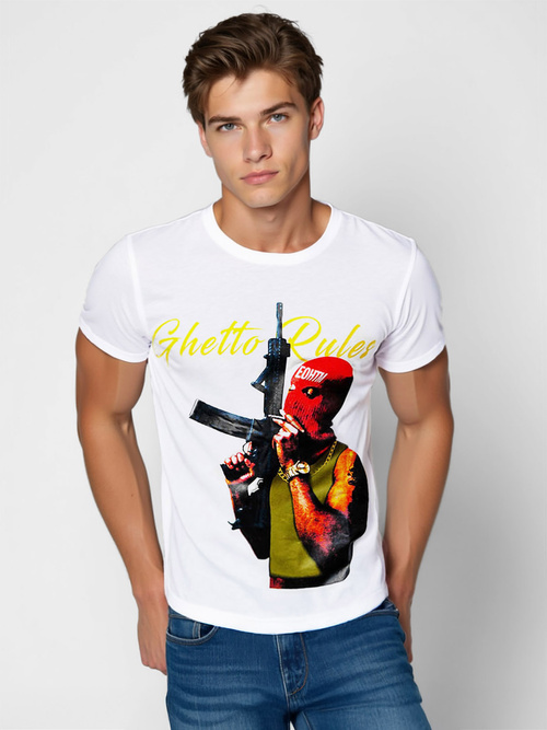 Camiseta de hombre blanca OZONEE O/T129/1Z