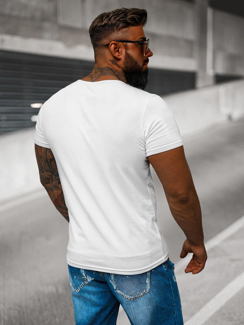 Camiseta de hombre blanco OZONEE JS/712007Z