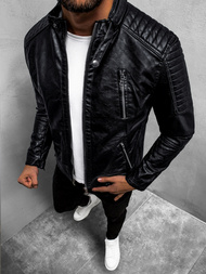 Chaqueta de cuero de hombre negra OZONEE YD/BF5916309Z
