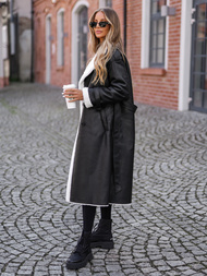 Abrigo de cuero de mujer negra OZONEE JS/11Z8253